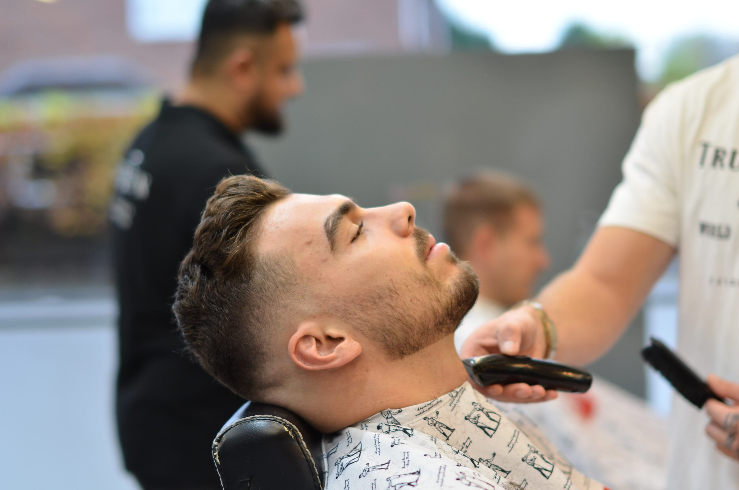 Barbers in Peterborough Seven Hair and Body Man Having a dry shave